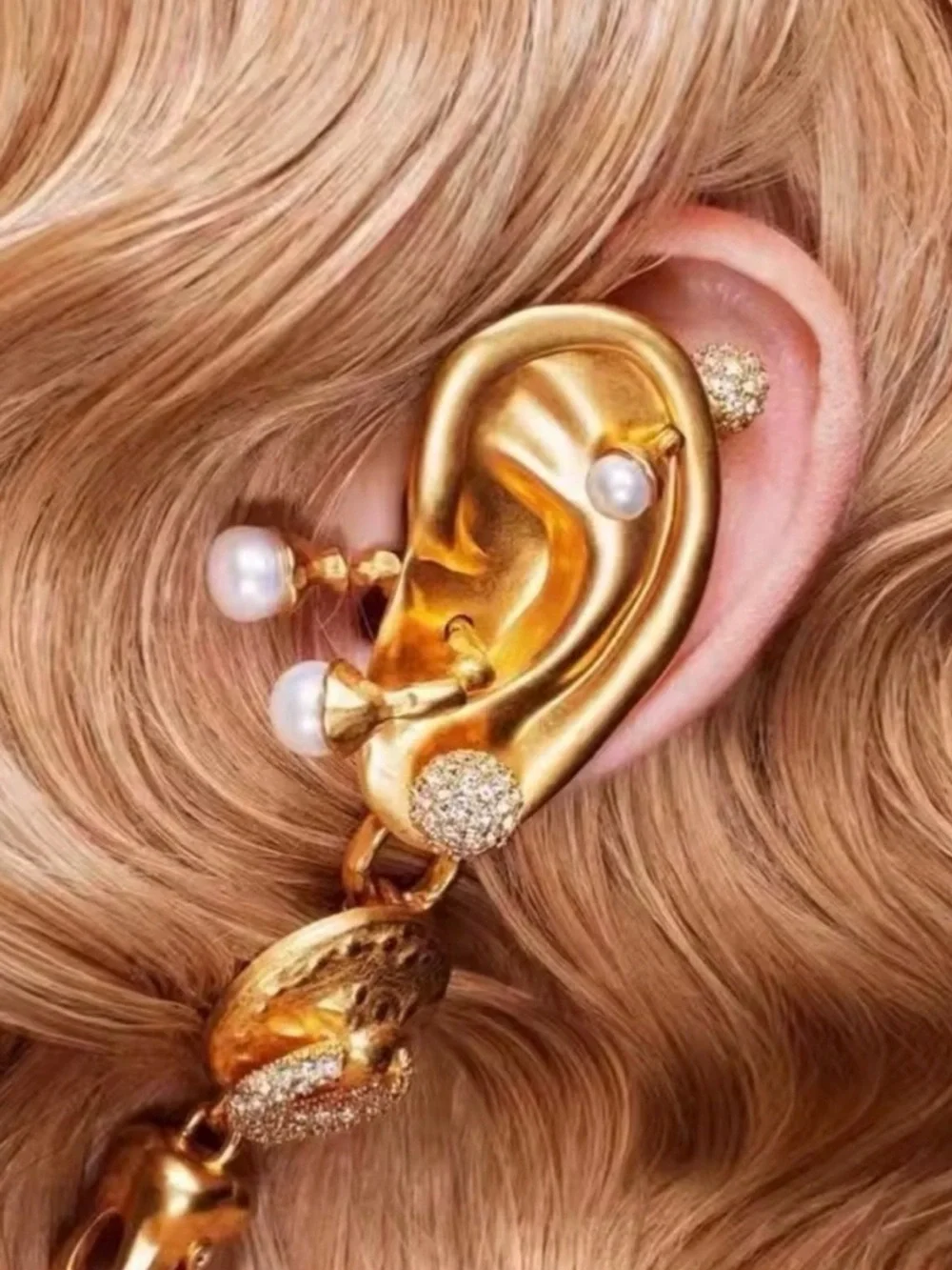 Luxurious Gold Drop Earrings with Pearl Accents